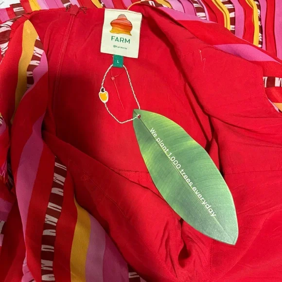 Farm Rio Lucy Stripes Pleated Midi Dress Size Large 291081 - Picture 11 of 12